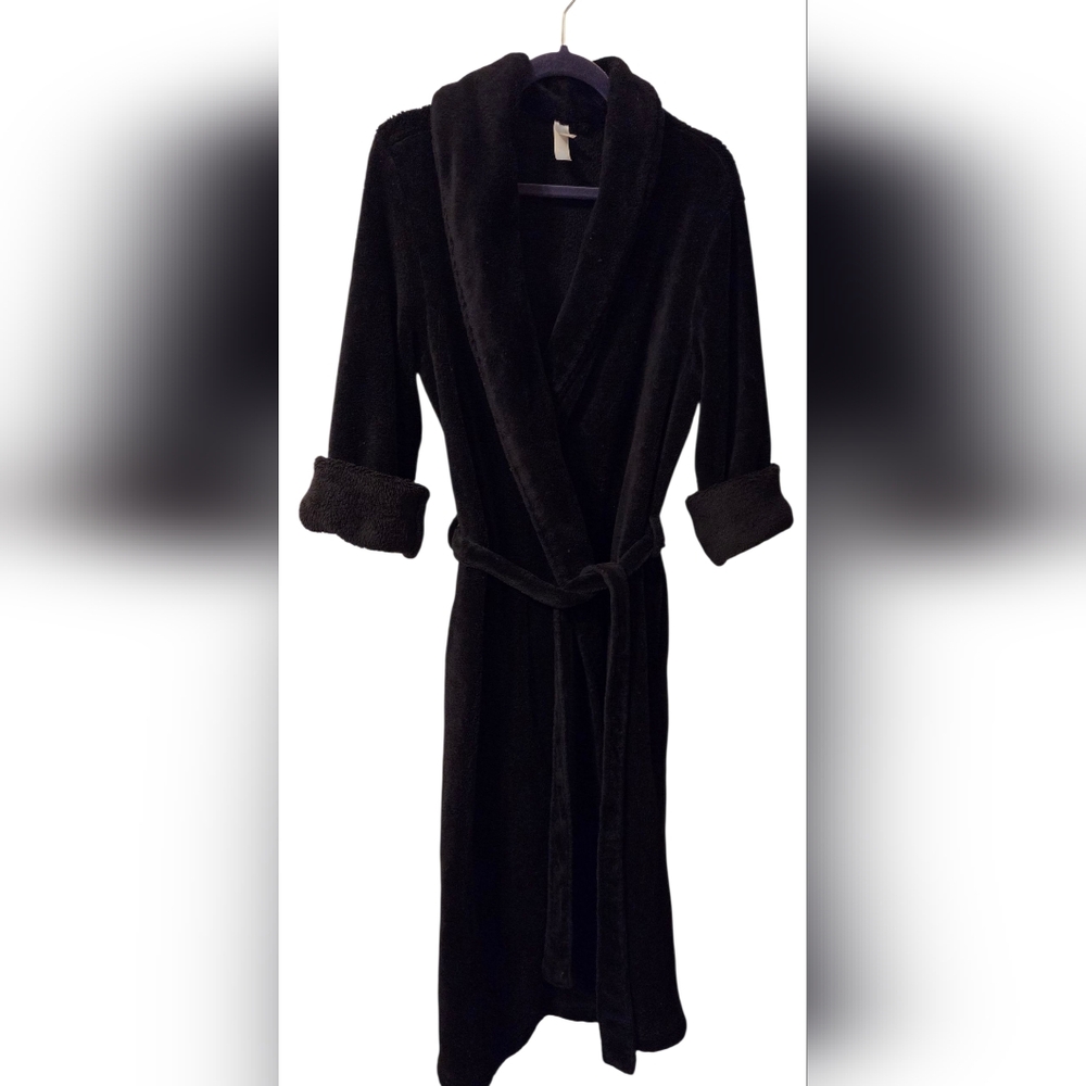 Simply Basic Black Women's Robe With Sash And Poc… - image 2